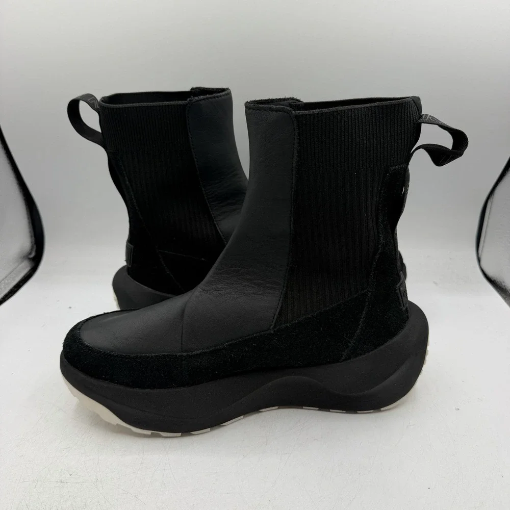 The North Face Halseigh Boots Womens Sz 10 Black Waterproof Leather Snow Pull On